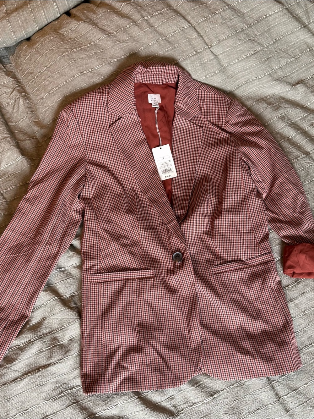 Oversized brown plaid blazer